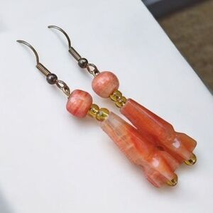 🦪 Long Vintage Sterling Silver Spiny Oyster Earrings